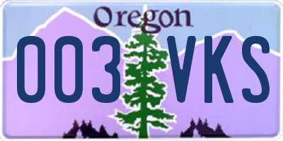 OR license plate 003VKS