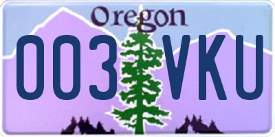 OR license plate 003VKU