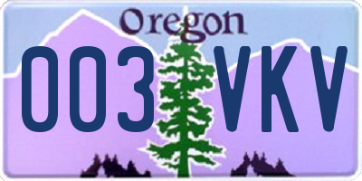 OR license plate 003VKV