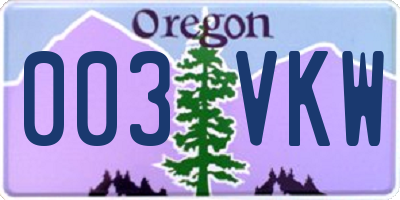 OR license plate 003VKW