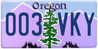 OR license plate 003VKY