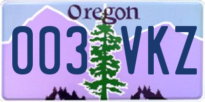 OR license plate 003VKZ