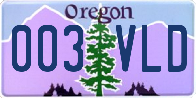OR license plate 003VLD