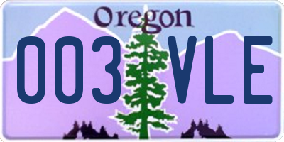 OR license plate 003VLE