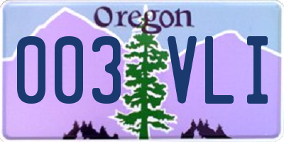 OR license plate 003VLI