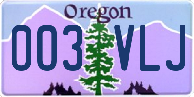OR license plate 003VLJ