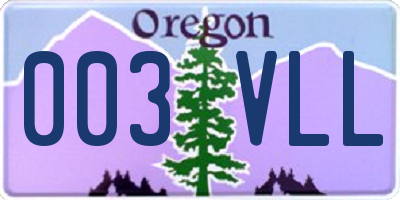 OR license plate 003VLL