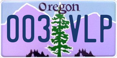 OR license plate 003VLP