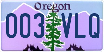 OR license plate 003VLQ
