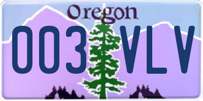 OR license plate 003VLV