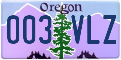 OR license plate 003VLZ