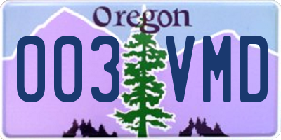 OR license plate 003VMD