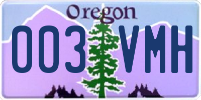 OR license plate 003VMH