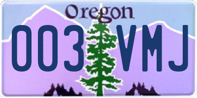 OR license plate 003VMJ