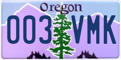 OR license plate 003VMK