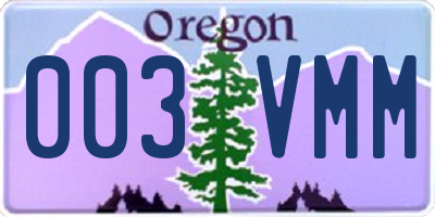 OR license plate 003VMM