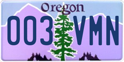 OR license plate 003VMN