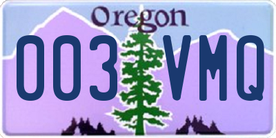 OR license plate 003VMQ