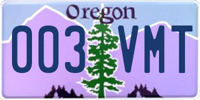OR license plate 003VMT