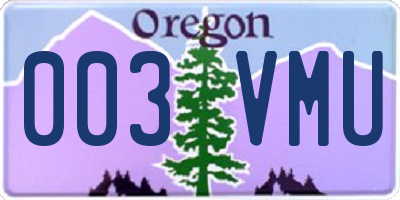 OR license plate 003VMU