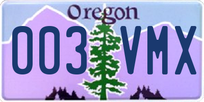 OR license plate 003VMX