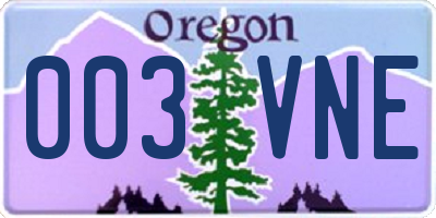 OR license plate 003VNE