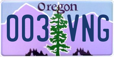 OR license plate 003VNG