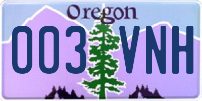 OR license plate 003VNH