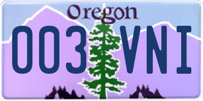 OR license plate 003VNI