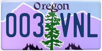 OR license plate 003VNL