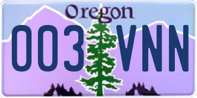 OR license plate 003VNN