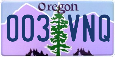 OR license plate 003VNQ