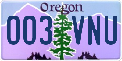 OR license plate 003VNU