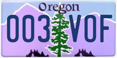 OR license plate 003VOF