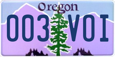 OR license plate 003VOI