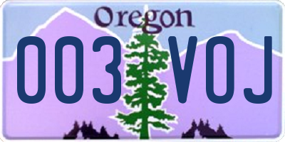 OR license plate 003VOJ