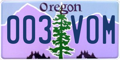 OR license plate 003VOM
