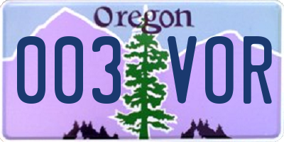 OR license plate 003VOR