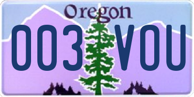OR license plate 003VOU