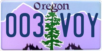 OR license plate 003VOY