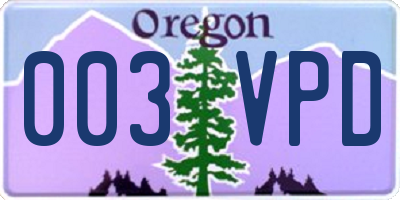 OR license plate 003VPD