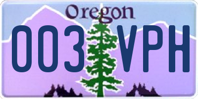OR license plate 003VPH