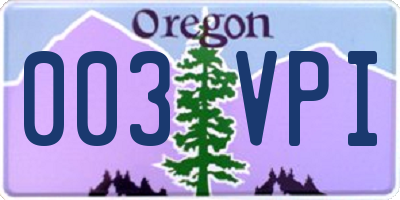 OR license plate 003VPI