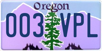 OR license plate 003VPL