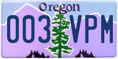 OR license plate 003VPM