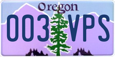 OR license plate 003VPS