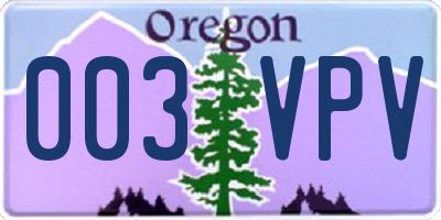 OR license plate 003VPV