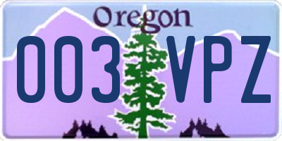 OR license plate 003VPZ