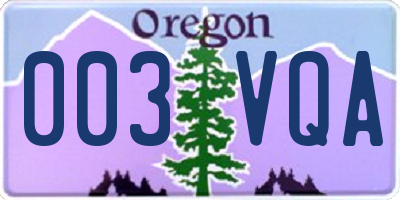 OR license plate 003VQA