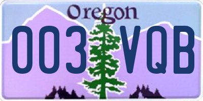 OR license plate 003VQB